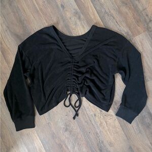 ✨NWT Aerie Black Towel Terry Cinch Sweatshirt